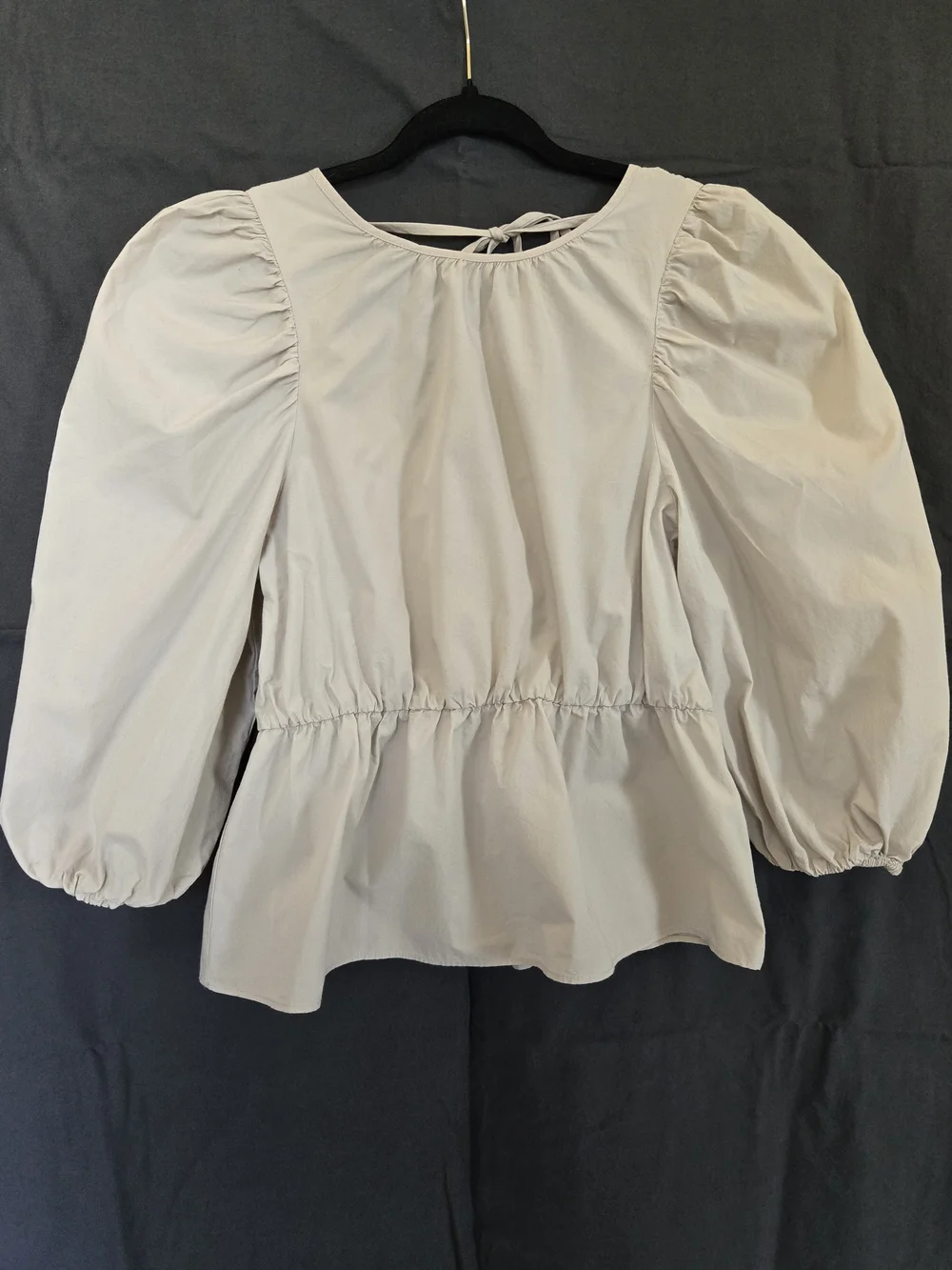 Zara Cream Puff Sleeve Peplum Blouse